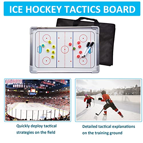 Roseflower Ice Hockey Coaching Board, Ice Hockey Tactics Whiteboard Double-Sided Coaches' Coaching Board Training Assistant Tool With Magnetic Player Markers, 11.8 * 17.7Inches #TOP2