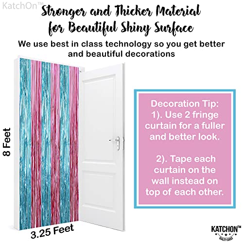Image of KatchOn, XtraLarge Pink and Blue Streamers - 3.2 x 8 Ft, Pack of 2 | Pink and Blue Streamers for Gender Reveal Decorations | Streamer Backdrop for Baby Shower, Unicorn, Mermaid Birthday Decorations