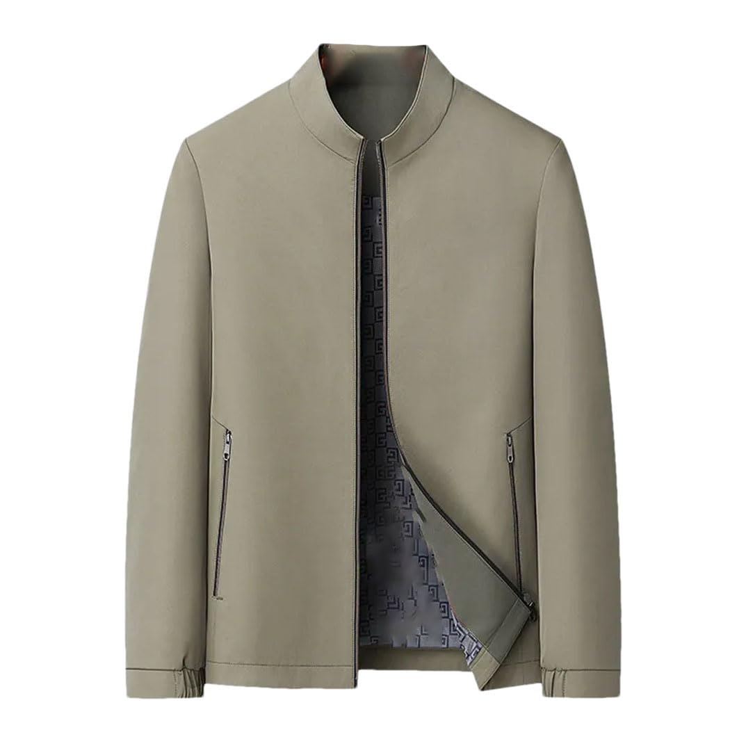 Mens Daily Style Jacket with Stand Collar Lightweight City Ready Cut and Motorcycle Feel