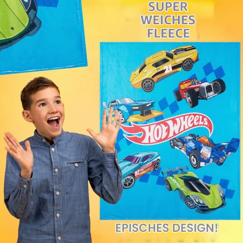 Hot Wheels Kuscheldecke Kinder Jungen 130x150 cm, Kuschel Fleece Decke Flauschig für Bett, Reise & Sofa, Gamer Geschenke für Jungs – Ansicht 4