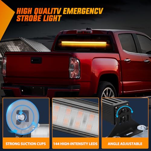 Image of Nilight 144LED Traffic Advisor Strobe Light Bar with Controller Amber | Emergency Warning Lights Hazard Interior Front /Rear Windshield Flashing for Cars Plow Trucks Construction Vehicles
