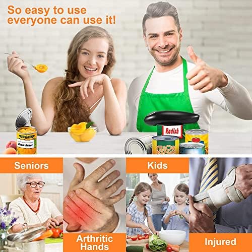 Electric Can Opener, Electric Tin Opener, Automatic One Touch Can Opener, Safe Smooth, No Sharp Edges, Suitable for Almost Size Can, Best Kitchen Gadgets Chefs, Arthritis Hand & Seniors, Black
