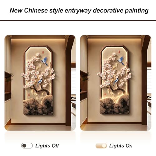 Peintures Décoratives d'Entrée Rétro Chinois avec Éclairage Led Intégré Salon - 4