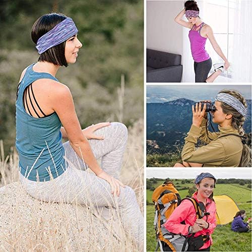 Lengus Stylish 4PCS Sports Women/Ladies Headband Lightweight Soft Wicking Stretchy Headbands Headwrap Workout Sweatband 4 Colors Ideal for Yoga, Running, Biking and Athletic Workouts