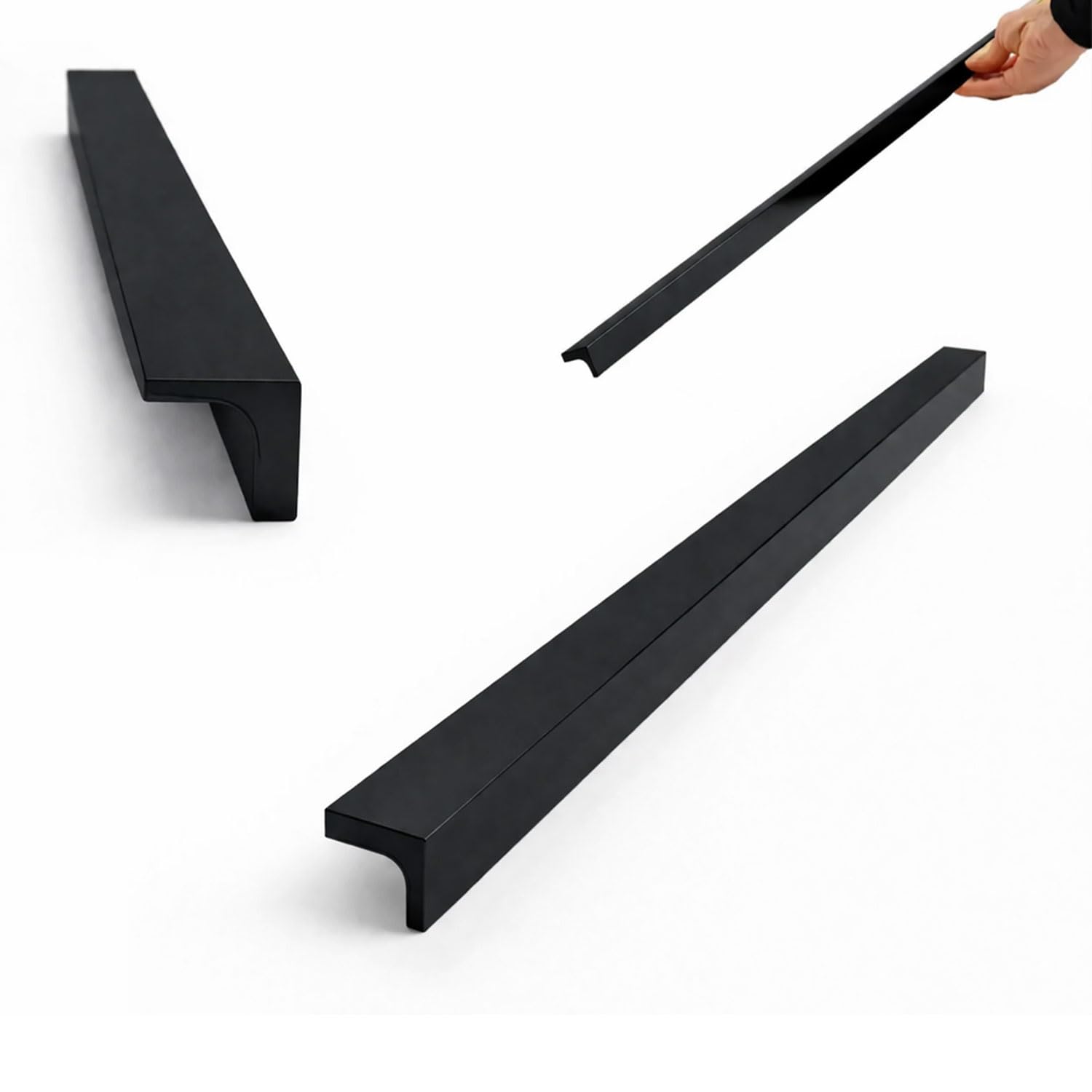 Lada Düz Mat Siyah Çekmece Kulp 1184 mm Modern Uzun Dolap Kapağı Kulbu Dayanıklı Metal Tasarım