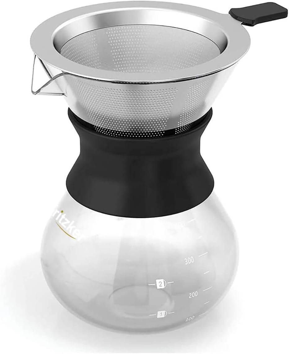 Pritzker Mumoo Bear Pour Over Coffee Maker Set with Reusable Stainless Steel Drip Filter