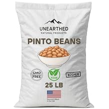 Unearthed Premium Pinto Beans 25 lbs Non-GMO, Kosher, Gluten-Free, and High Protein, Pinto Beans - Vegan, Perfect for Soups, Chili, Rice & Beans, Vegan Meals, Meal Prep & More