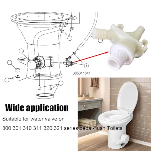 Image of iFJF 385311641 RV Water Valve Kit for Marine Pedal-flush Toilets Plastic | Durable ABS Plastic, for 300 301 310 311 320 321 Series Pedal-Flush Toilets, Hose Clamp Fastener, DIY, Regulate Water Flow