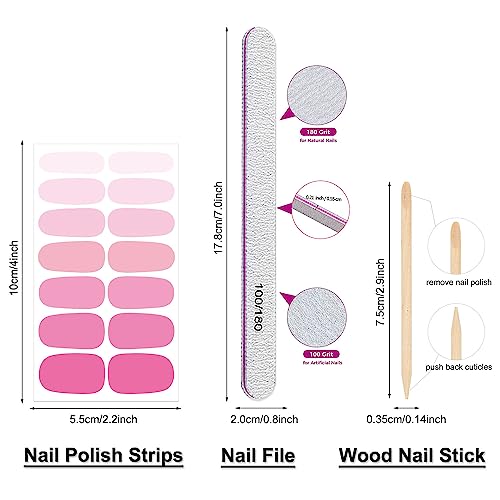 DANNEASY 16 Sheets Light Colour Nail Wraps for Women Gel Nail Polish Strips Solid Color Gel Nail Strips Self Adhesive Nail Polish Stickers Fingernail Sticker Nails with 1pc File, Cuticle Stick