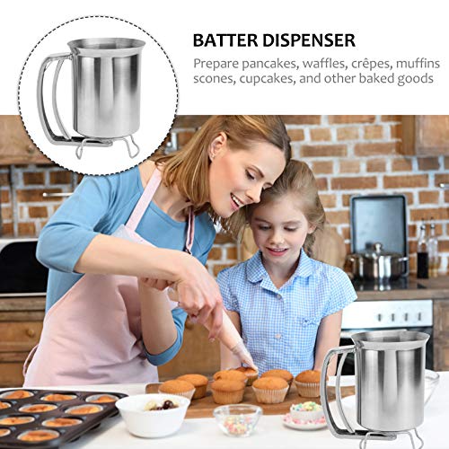 DOITOOL Dispensador de massa de panqueca com tampa, separador de massa de aço inoxidável, despejador