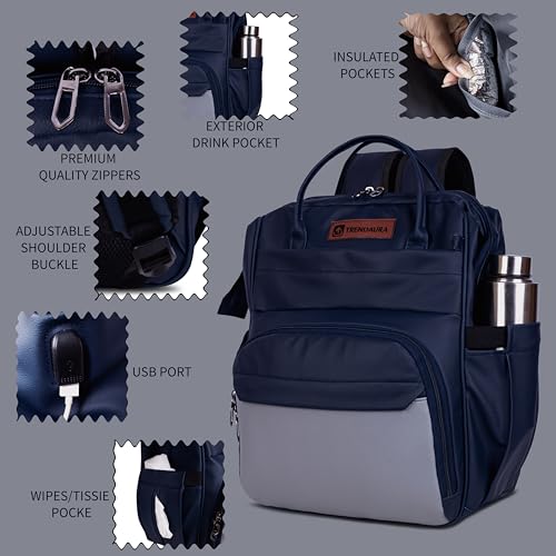 Image of Diaper Bag for Mothers | 30L Waterproof Maternity Bag with Multi Compartments, Insulated Bottle Pockets & Ultra Vegan Leather