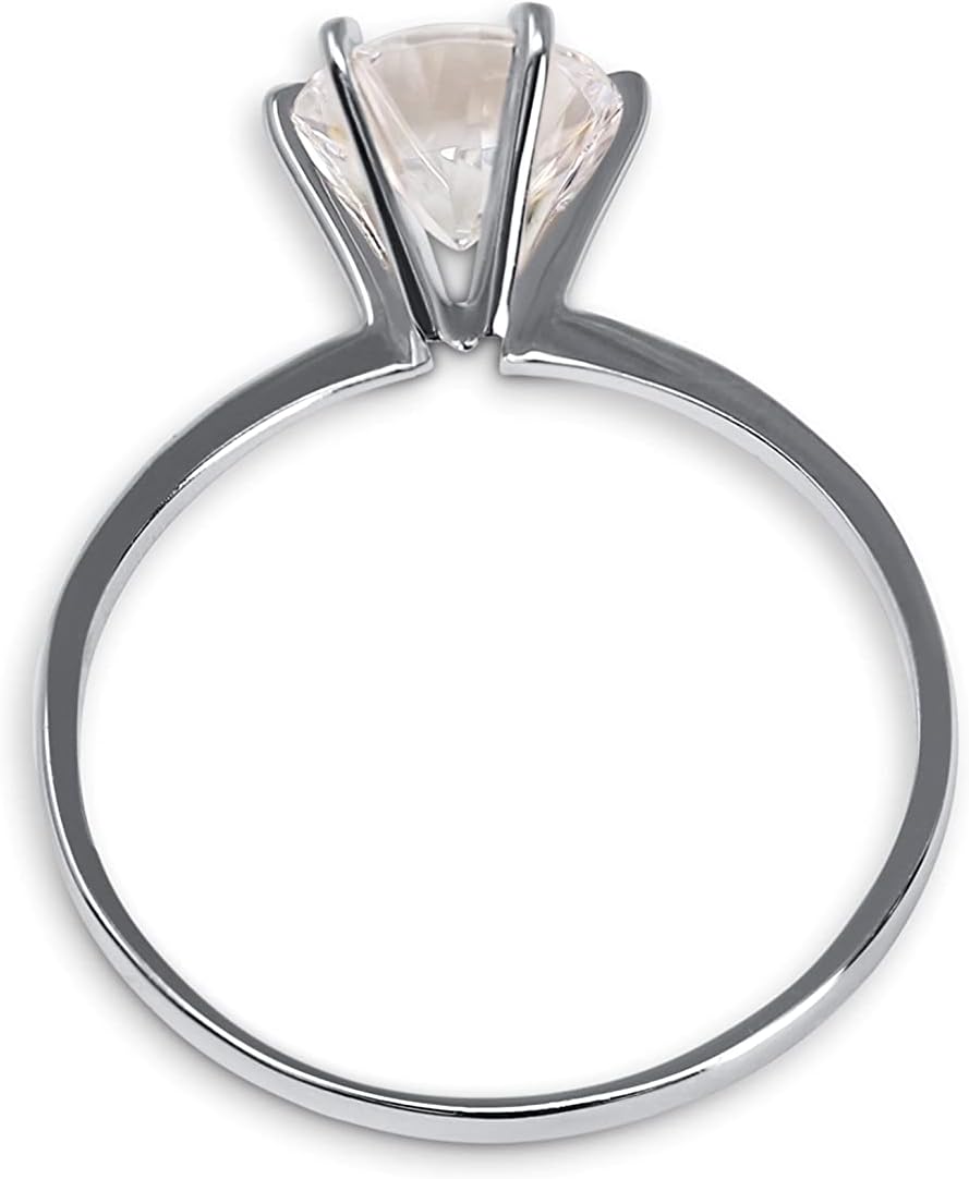 14K White Gold Cubic Zirconia Solitaire Ring, Size 7 - Image 2