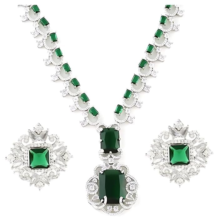 jewellery set green stone Latest Stylish Traditional Tibetan Pendant Necklace Set for Women light Weight (B0DGCM5P5P) Amazon Price History, Amazon Price Tracker