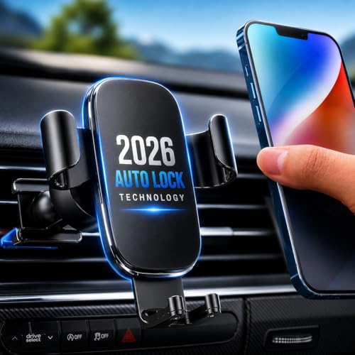 Image of 2026 Auto Lock Car Mobile Holder for Dashboard AC Vent, One Hand Gravity Car Phone Holder with Strong Grip, 360 Rotation, Anti-Shake Design, Universal Stand for iPhone, Samsung & Smartphones