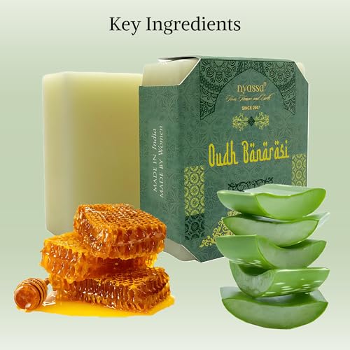Image of Nyassa Luxurious Oudh Banarasi Handmade Natural Bathing Soap | Almond Butter, Organic Sweet Almond Oil | Oudh Fragrance | Moisturizer | All Skin Type 150gm