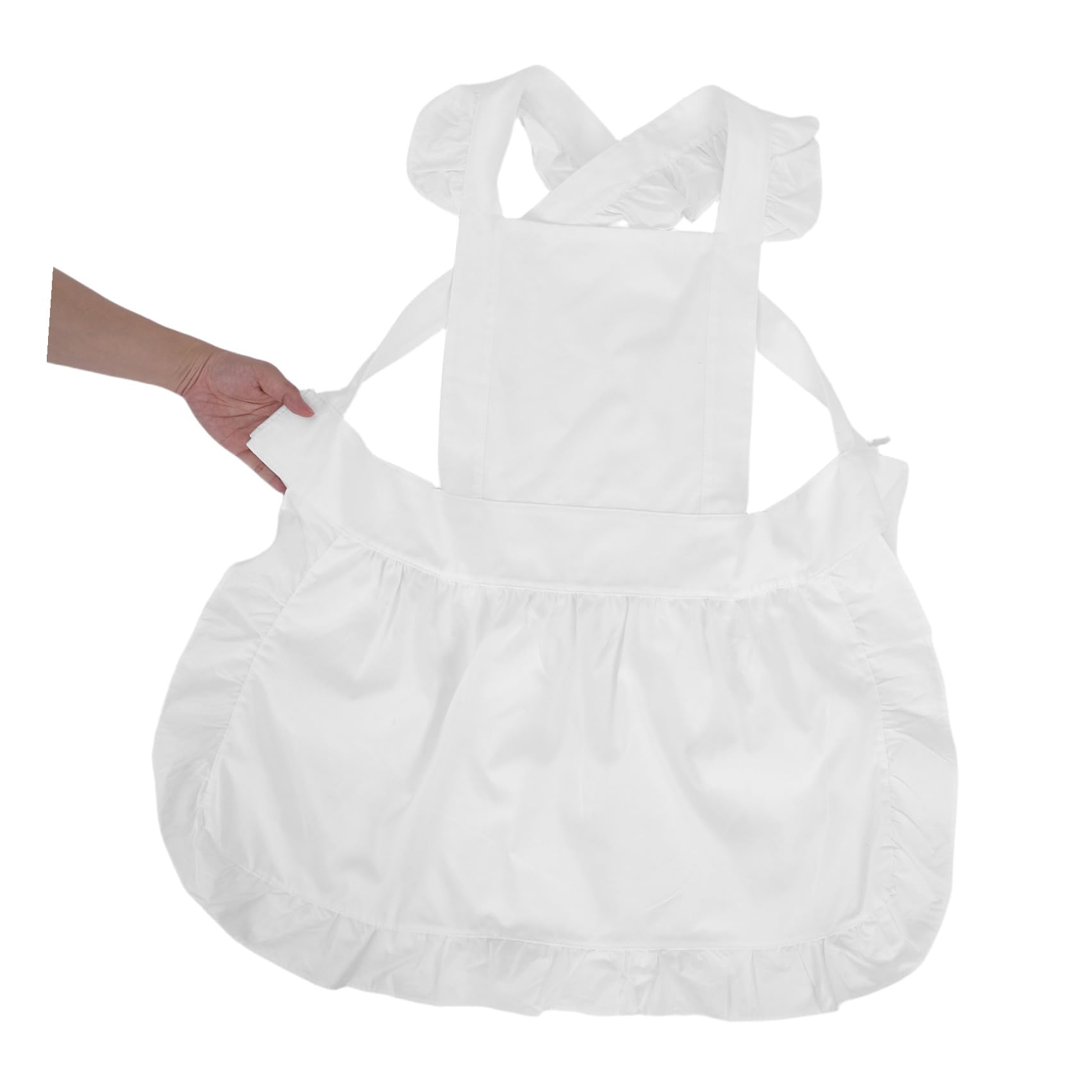 TOYANDONA Grembiule da Cameriera Bianco da Donna con Tasche Regolabile 79,3 X 40 Cm, Grembiule da Servizio Retrò per Ristorante, Cucina e Pasticceria