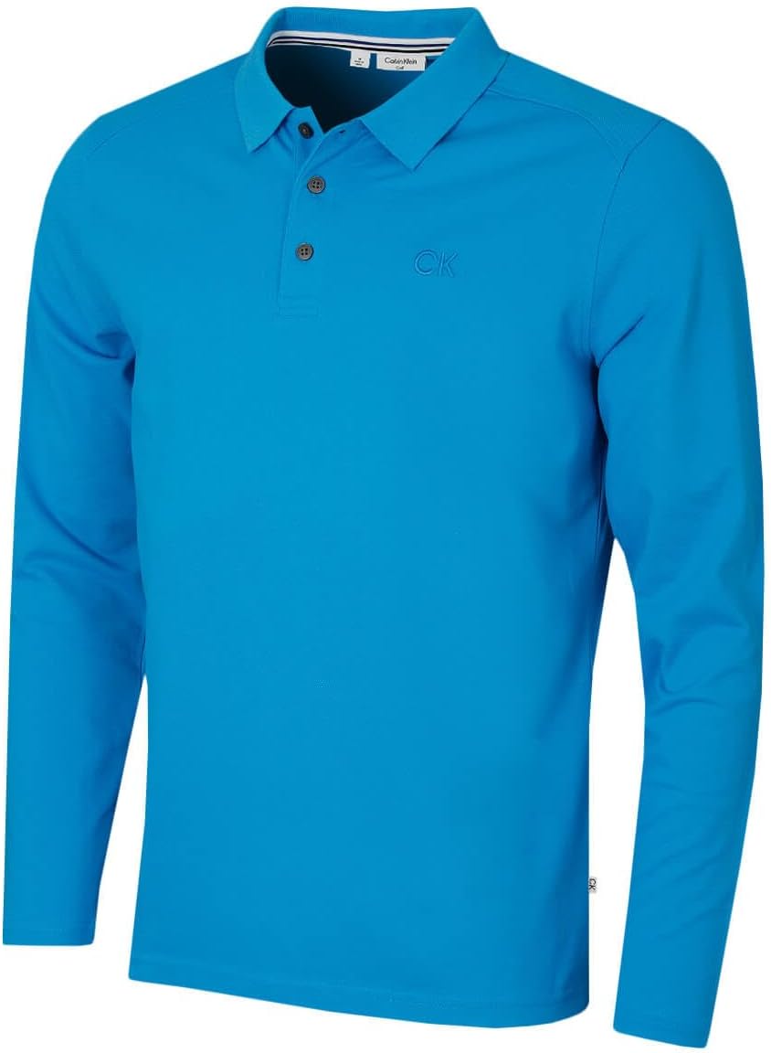 Calvin Klein Men's Long Sleeve Stretch Campus Golf Polo Shirt