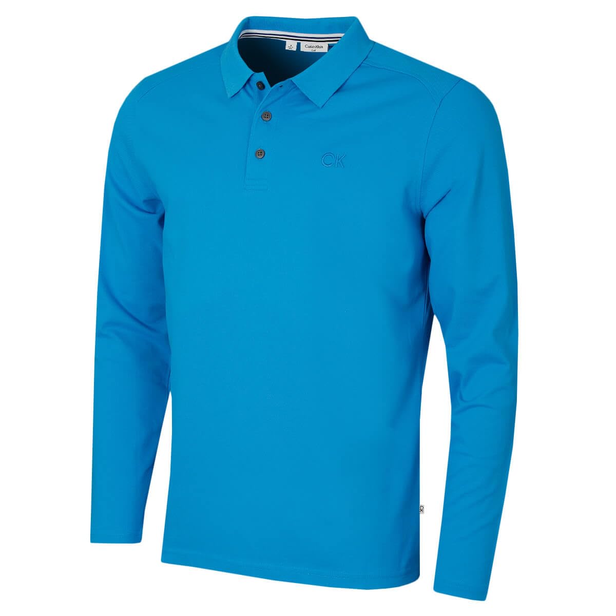 Calvin Klein Mens Long Sleeve Stretch Polo Shirt - Blue - XXL