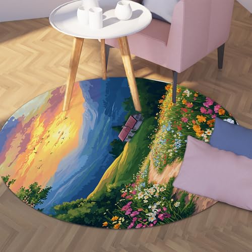 Tapis lavable fleurs sauvages mince pour décoration intérieure propre - 3