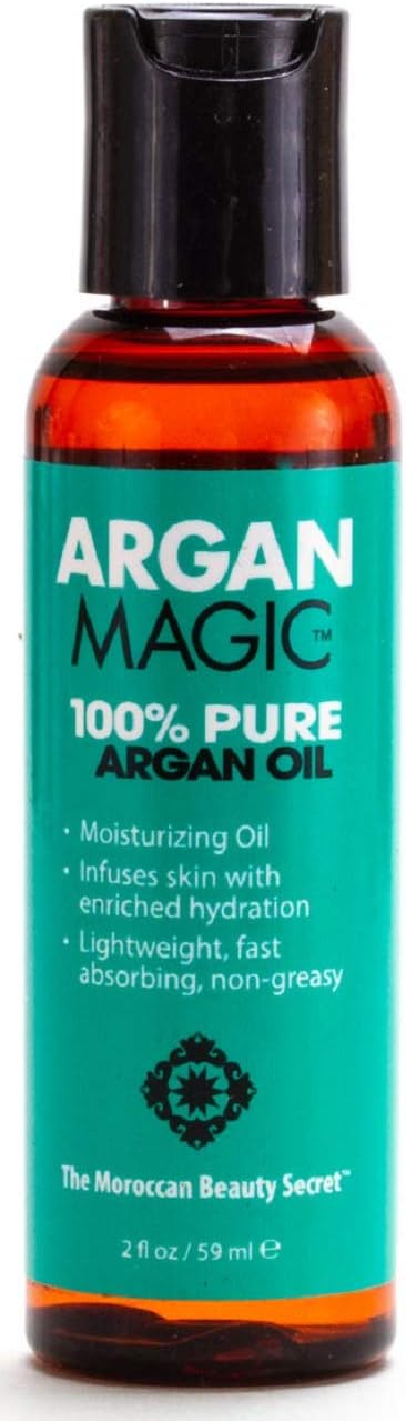 Argan Magic 100% Pure Argan Oil โ Moisturizing Oil that Infuses Skin with Enriched Hydration | Leaves Skin Restored & Refreshed | Non-Greasy | Rich in Vitamin E | Made in USA | Cruelty Free (2 oz)