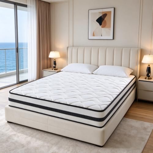 Matelas 140 x 190, Épaisseur 28 cm, Certifié Oeko-TEX, Matelas Double | Mousse à Mémoire de Forme et Ressorts Ensachés, 10 Zones Ergonomie, Fermeté Moyenne H3, Antibactérien, Respirante, Durable
