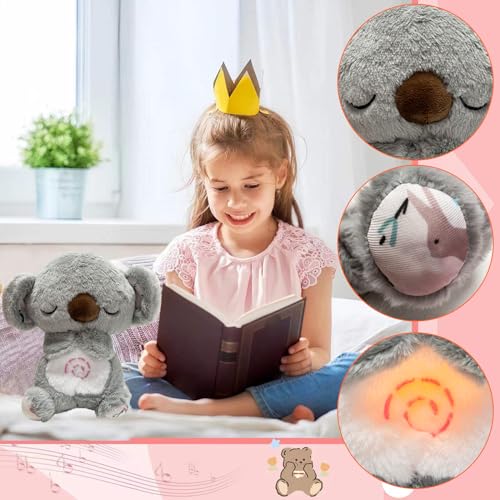 Glyrnur Baby Sound Machine Soothe Snuggle Otter, Sensory Details Music Lights Rhythmic Breathing Motion Musical Baby Toy Plush for Newborns (Battery Not Includ) (koala) - Thumbnail 2