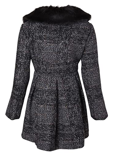 Cremson Girl Wool Look Winter Princess Bow Dress Pea Coat Jacket Faux Fur Collar2