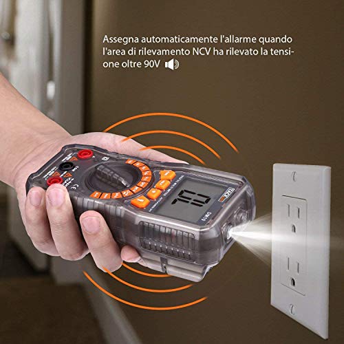 Multimetro Digitale, Amperometri, Tester per Batterie, Tacklife DM10, Tester per 1.5V / 6V / 9V / 12V, Multimetro Digitale per Auto-Allineamento, Diodo, Resistenza, Capacità