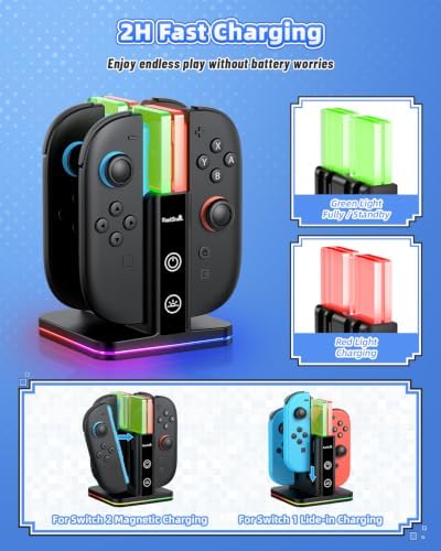FASTSNAIL Switch Controller Charger for Nintendo Switch 2/1/OLED for Joycon — view 2