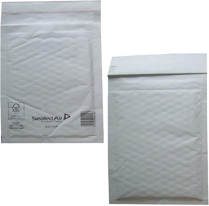 2000 Small C/0 Size Mail Lite White Padded Envelopes Mailers - Peel Seal Bubble Bags - 150 X 210mm / 6 X 8.25" Sealed Air Postal Packing Mailing Shipping Postage Posting