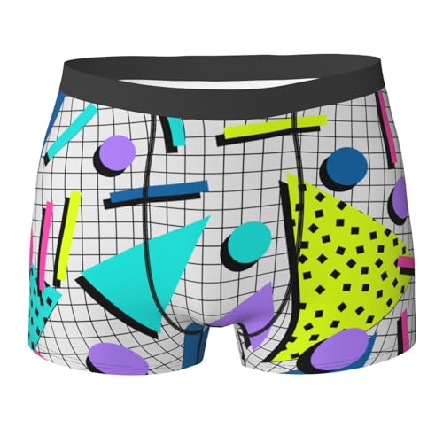 Hcpwzrf Fashion 80s Pattern Men'S Breathable Boxer Shorts With Elastic Waistbandx-Large Black