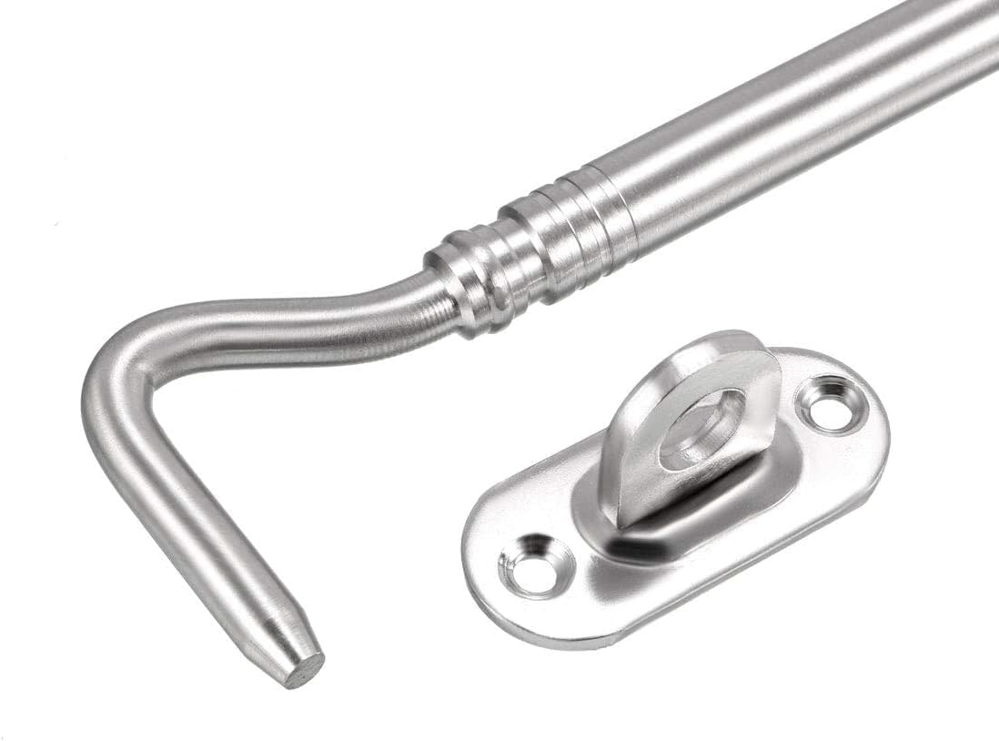 Lock Hooks and Eye LatchHook and Eye Latch Gate Bolt Gate Hook Lock,7.9" Cabin Hook Latch Gate Door Swivel Window Door Hook with Mounting Screws 2pcs