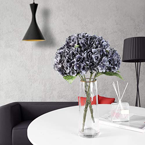 Jim's Cabin Artificial Flowers Silk Hydrangea Flowers With 5 Big Heads Fake Flower Bunch Bouquet For Home Wedding Party Decor Diy(Gray) #TOP2