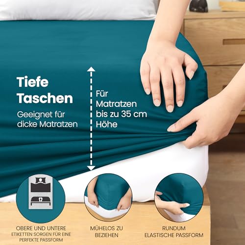 Utopia Bedding - Spannbettlaken 140x200cm - Denim Blau - Gebürstete Polyester-Mikrofaser Spannbetttuch - 35 cm Tiefe Tasche 5