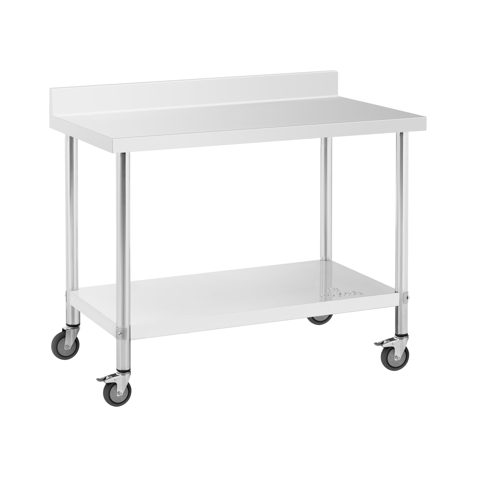 Royal Catering Tavolo in acciaio inox con ruote e alzata – 60 x 120 cm, portata 158 kg