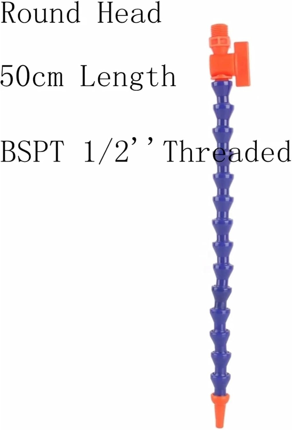 1Pc 1/4'' 3/8" 1/2"BSPT Male Threaded Round Flat Flexible Plastic Water Oil Coolant Pipe Hose For CNC With Regulate Switch(04 x 50cm Round)