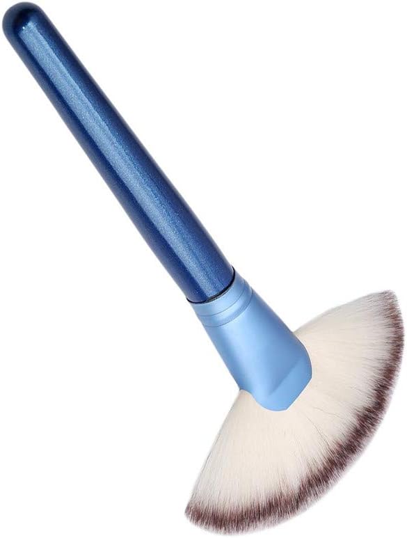 UKD PULABO DurableLarge Fan Makeup Brush Blending Highlighter Face Contour Powder Brush Blue : Beauty & Personal Care