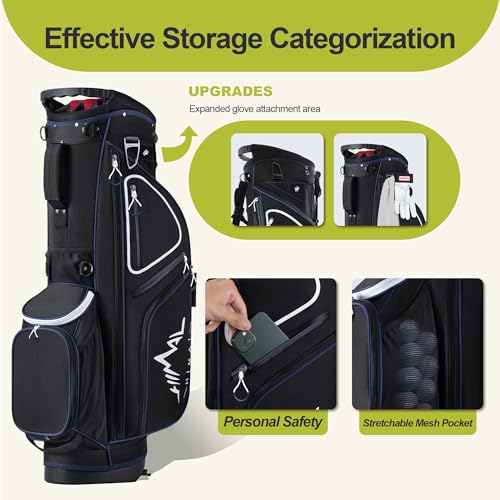 GoHimal 14 Way Golf Stand Bag, Golf Bags for Men with Stand, Top Dividers Ergonomic with 10 Pockets Golf Club Bags, Black by GoHimal - Used condition - Image 7