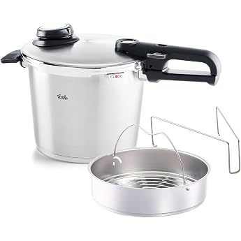 Fissler Vitavit Premium Pressure Cooker (6 L, Diameter 22 cm) Stainless Steel Pressure Cooker, 4 Cooking Levels, Includes Ins