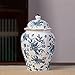 Magcolor Decorative Creative Blue and White Ceramic Ginger Jar set of -2 with Lid-7.7 inch Tall