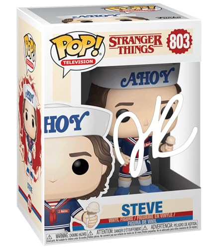 Joe Keery Steve Harrington 803 Scoops Ahoy Stranger Things Facsimile Signed Reprint Laser Autographed Funko POP! TV Figurine with Protector Case