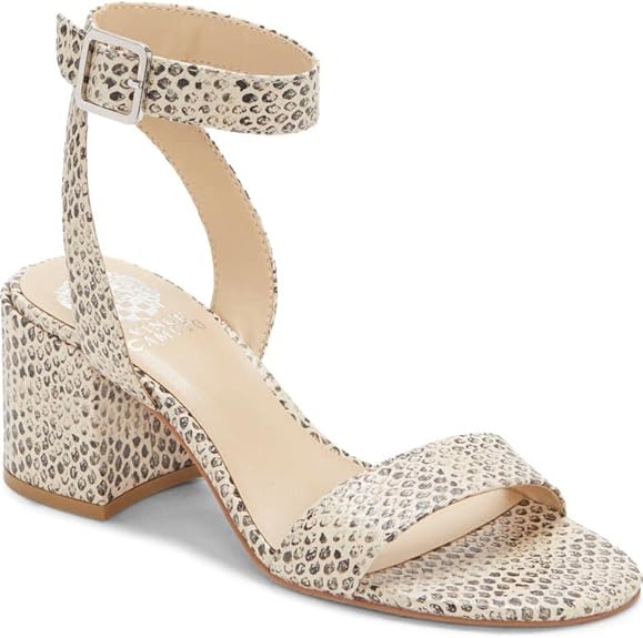 Amazon.com | Vince Camuto Gidgena Off White Ankle Strap Open Round Toe Block Heeled Sandals 