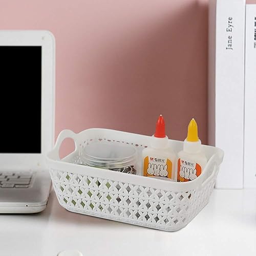 Miniatura 6 de Paquete de 12 mini bandejas de almacenamiento de plástico, cestas de escritorio de plástico, color blanco