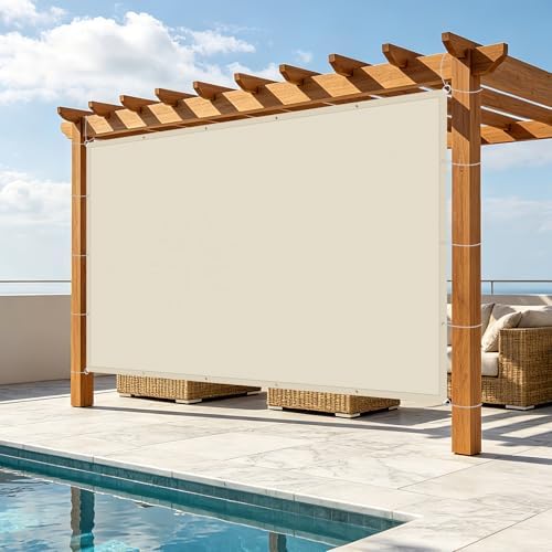 Windscreen4less 16' x 40' Waterproof Sun Shade Sail Straight Edge Outdoor Canopy Cover UV Block for Lawn Patio Backyard Garden Deck Pergola (Beige) — view 6