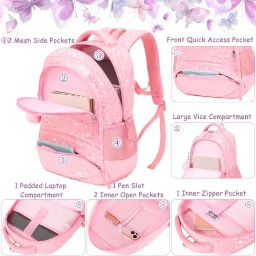Meisohua Backpacks for Girls School Backpack for Kids Preschool Kindergarten Primary School Bag for Girls Soft Fluffy Bookbag with Lunch Bag 3 in 1 Set Water Resistant by Meisohua - Used condition - Image 4