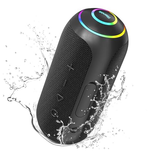 RIENOK S4 Max Enceinte Bluetooth Portable, 35W Tweeter et Woofer Haut Parleur Puissant 3600mAh Baffle Bluetooth 5.3 Lumineuse IPX7 Autonomie 15H, Port TF Carte/AUX, pour Soirées, Randonnées, Voyage