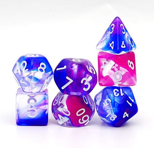 Haxtec 11 Pieces DND Dice Set Extra D6 D20 Purple Polyhedral D&D Dice for Roleplaying Dice Games Dungeons and Dragons-Translucent Purple Yellow