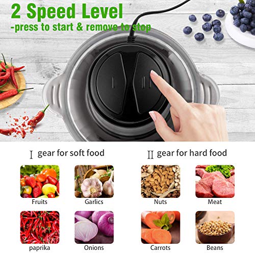 Food Processor, Meat Grinder Mini Chopper 2L, Food Chopper Electric for Meat, Vegetables, Onion and Fruits, Stainless Steel Bowl and 4 Sharp Blades, 300W 3 Gallery Image