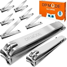 مقص أظافر DRMODE للبالغين - مجموعة من 8 مقصات أظافر للرجال والنساء، مقص أظافر حاد للسفر ومجموعة مقص أظافر، مقص منحني مع مبرد أظافر