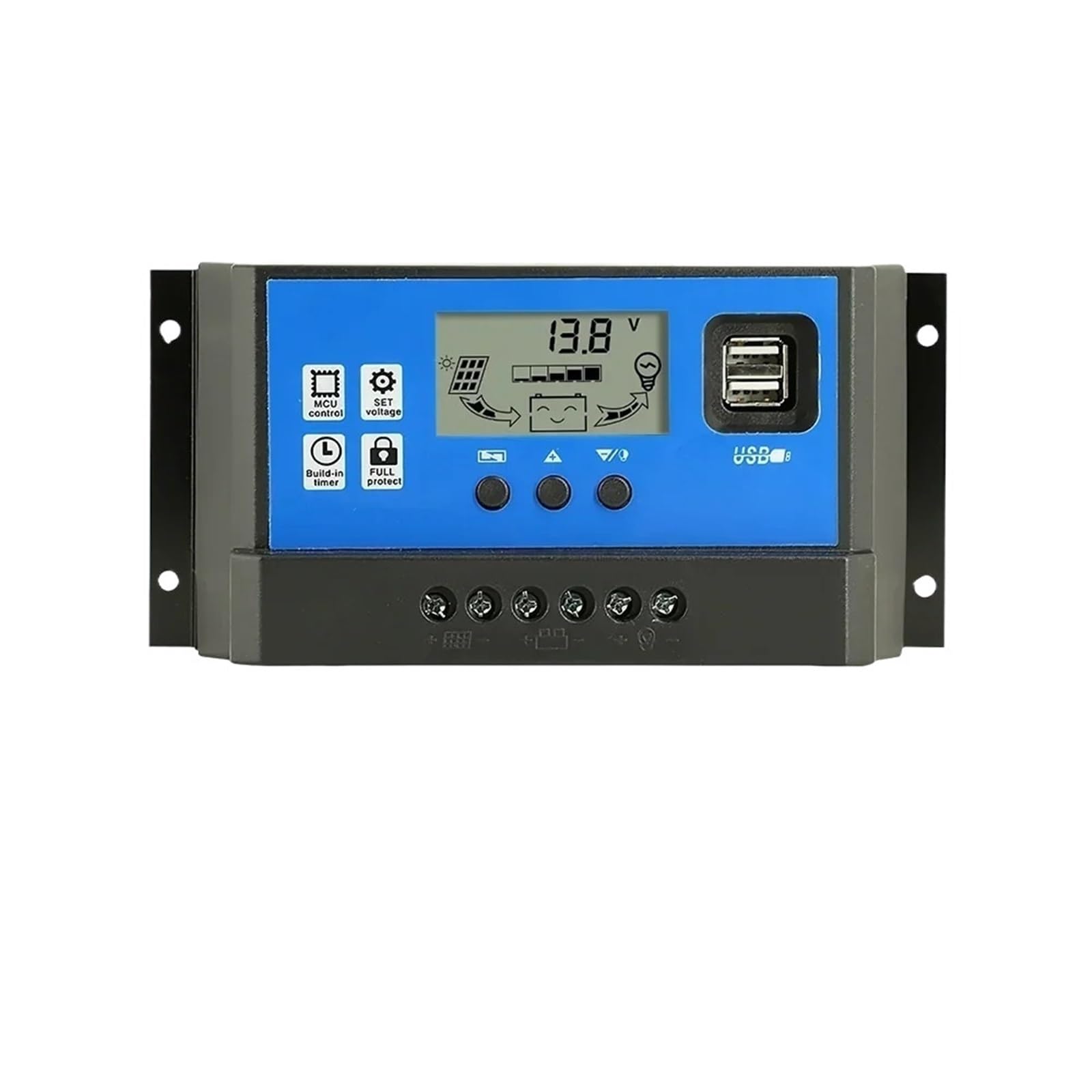 1 szt. Regulator ładowania panelu słonecznego 12 V 24 V PWM MPPT 10A 20A 30A regulator ładowania akumulatora do pojazdów samochodowych Wyjście USB 5 V Max PV 50 V(MPPT-30A)